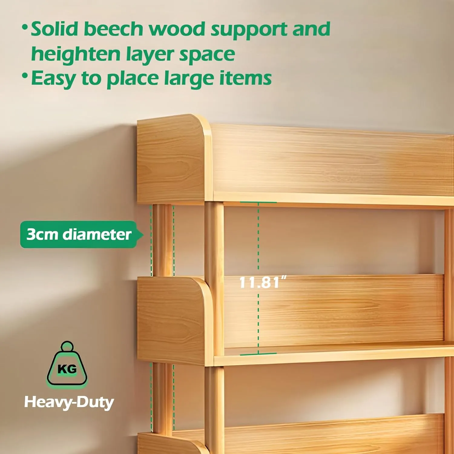 3-Tier Wooden Open Bookcase - Modern Display Bookshelf with Top Edge and Solid Wood Frame for Home and Office, Storage Cabinet, Oak