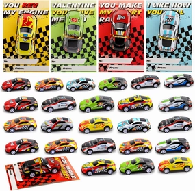 30 PCS Valentines Day Cards for Kids School with Racing Cars, Kids Valentine Party Favor, Valentine's Day Classroom Prizes, Ideal Valentine Exchange Gift