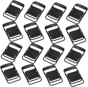 32pcs Miniature Dollhouse Folding Chairs Portable Phone Stand Black Mini Chairs Tiny Seats Toy Model for Travel Home Decoration
