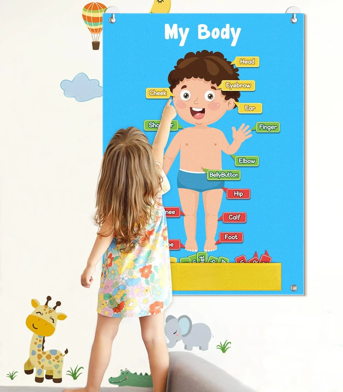 36 Pcs Body Parts for Kids Felt Board for Toddlers Preschool Learning Toys Interactive Human Body for Kids Human Organ Educational Teaching Storytelling Kit Wall Activity Board for Toddlers