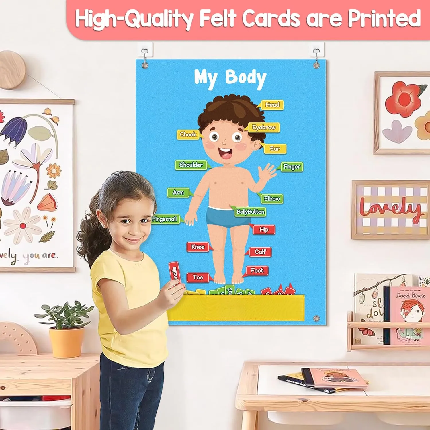 36 Pcs Body Parts for Kids Felt Board for Toddlers Preschool Learning Toys Interactive Human Body for Kids Human Organ Educational Teaching Storytelling Kit Wall Activity Board for Toddlers