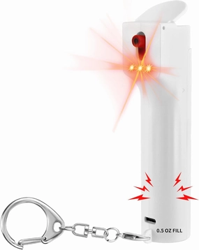 3-in-1 Personal Alarm and Pepper Spray Combo for Women, Red Max Pepper Gel & Extra Loud Siren & Strobe Lights, Flip-top Safety Cap & UV Marking Dye, Spray Canister Replaceable