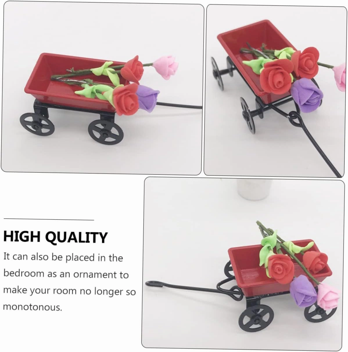 3sets Scale Tabletop Pull Cart Ornament for Doll Houses DIY Projects and Photo Props Material 2pcs*3