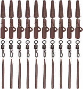 40pcs Carp Fishing Tackle Kit with Safety Lead Clips, Swivels, and Hair Rigs Combo Box