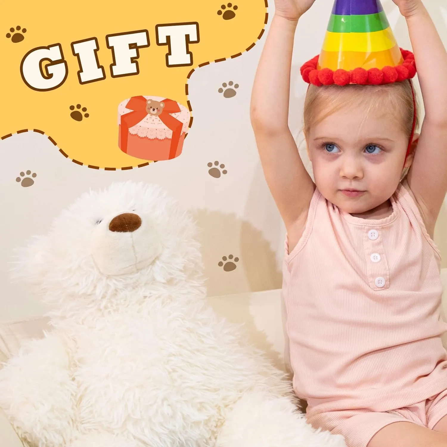 4.2 lbs Polar Bear Weighted Stuffed Animal 27in, Stuffed Bear Plush for Adult, Kids, Weight Polar Bear Plush Animal Pillow White Bear Gifts on Christmas, Birthday, Valentine's Day