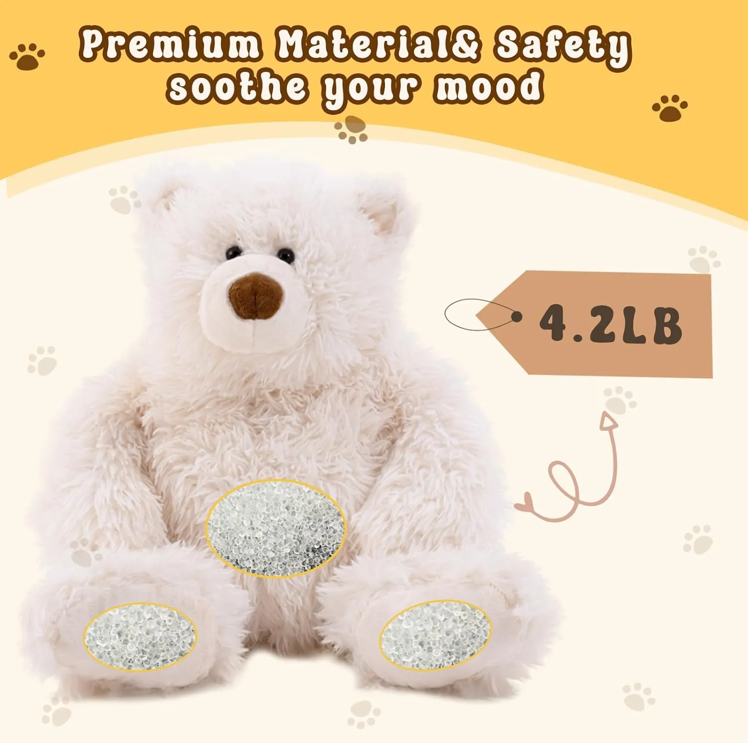 4.2 lbs Polar Bear Weighted Stuffed Animal 27in, Stuffed Bear Plush for Adult, Kids, Weight Polar Bear Plush Animal Pillow White Bear Gifts on Christmas, Birthday, Valentine's Day
