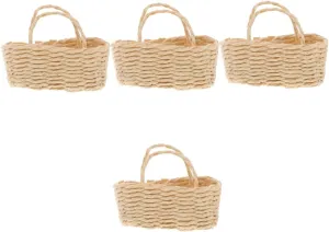 4pcs Miniature Woven Basket for Dollhouse Realistic Simulation Decor Compact for Boys and Girls Miniature Furniture House Decoration Charming Rattan Scenes