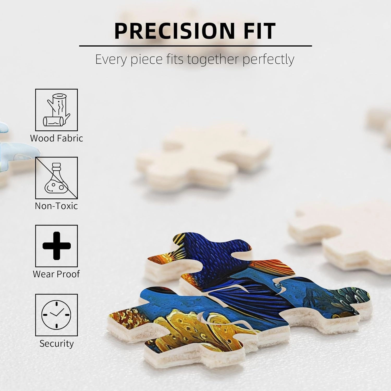 500 Pcs Pieces of Vibrant Puzzles, Underwater Blue Tropic Fish, Wooden Puzzles, Amazing Colors, Creative Entertainment Games and Holiday Party Gift Art Wall Home Choice