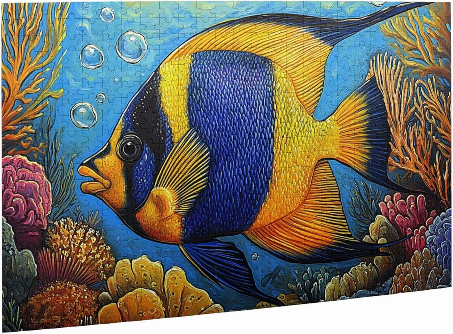 500 Pcs Pieces of Vibrant Puzzles, Underwater Blue Tropic Fish, Wooden Puzzles, Amazing Colors, Creative Entertainment Games and Holiday Party Gift Art Wall Home Choice