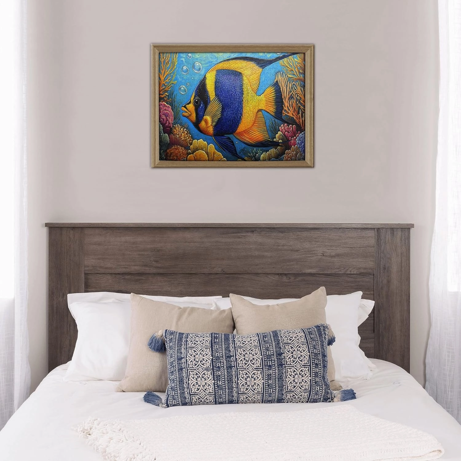 500 Pcs Pieces of Vibrant Puzzles, Underwater Blue Tropic Fish, Wooden Puzzles, Amazing Colors, Creative Entertainment Games and Holiday Party Gift Art Wall Home Choice