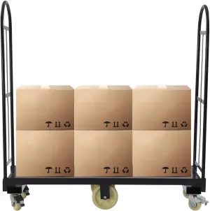 51.2"x 15.7"x64.6" U-Boat Steel Cart 2000lbs Capacity Heavy Duty Narrow Aisle U-Boat Platform Truck Industrial Hand Truck with Removable Handles for Warehouses