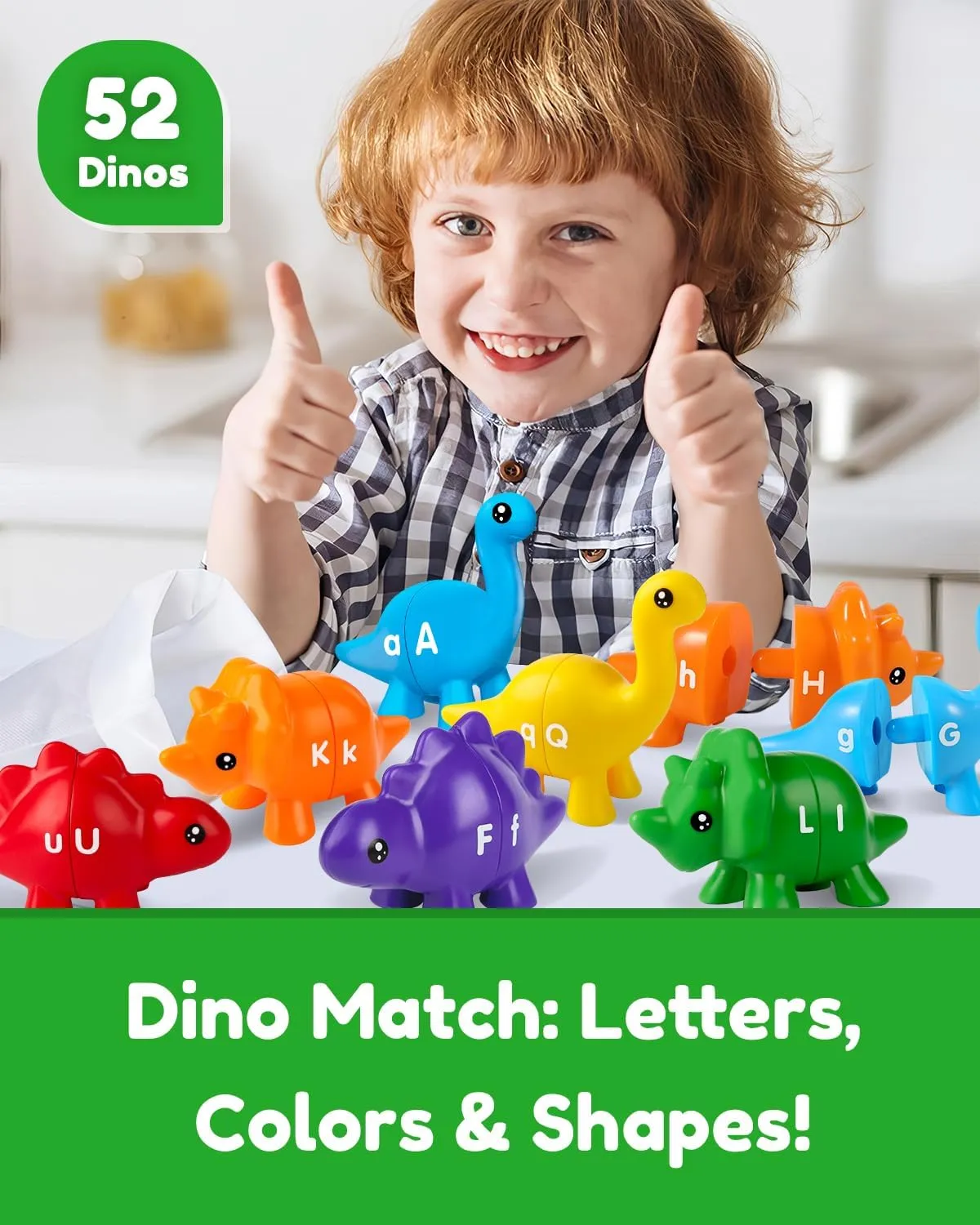 52PCS Dinosaurs Alphabet Learning Toy for Kids 2-4, Montessori ABC Matching Letters Dino Toys Gifts for Toddlers 3-5, Educational Fine Motor Preschool Learning Toys for 2 3 4 Year Old Boys Girls