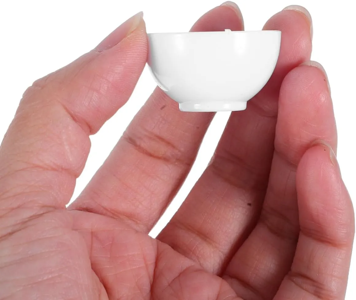 54 Pcs Miniature Food and Play Dolls Bowl Mini Miniature White Plastic Bowls for Dollhouse Accessories Mini House Dish Decor Tablewar, 1.18 X 1.18 X 1.77 Inch