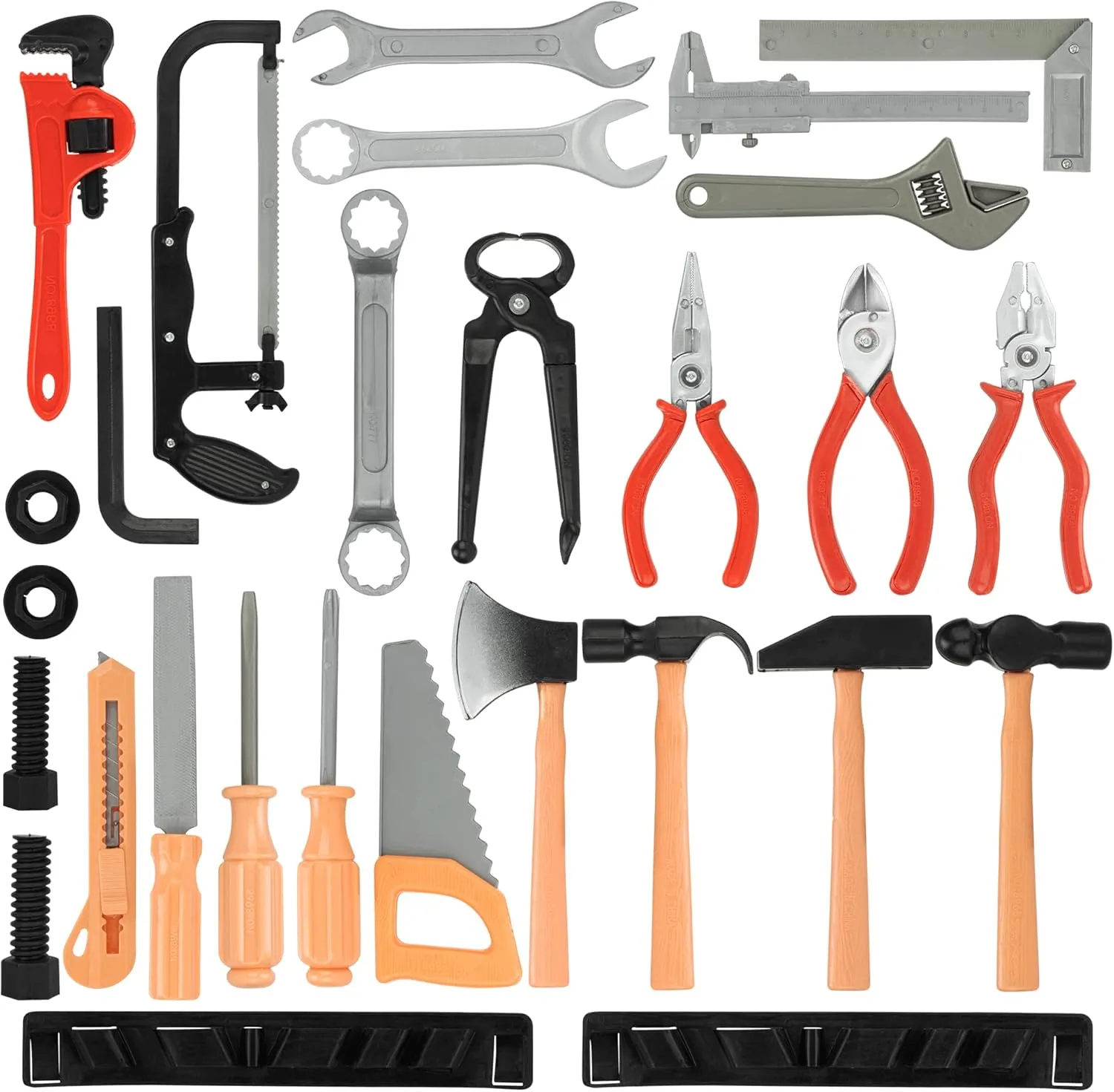 56 Pcs Kids Toy Tool Set Construction Party Supplies Plastic Pretend Play Accessory for Boys with Screwdrivers Pliers Axes Saws