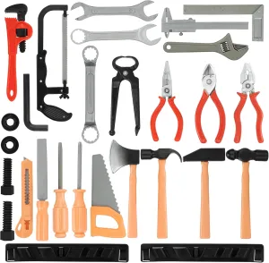 56 Pcs Kids Toy Tool Set Construction Party Supplies Plastic Pretend Play Accessory for Boys with Screwdrivers Pliers Axes Saws