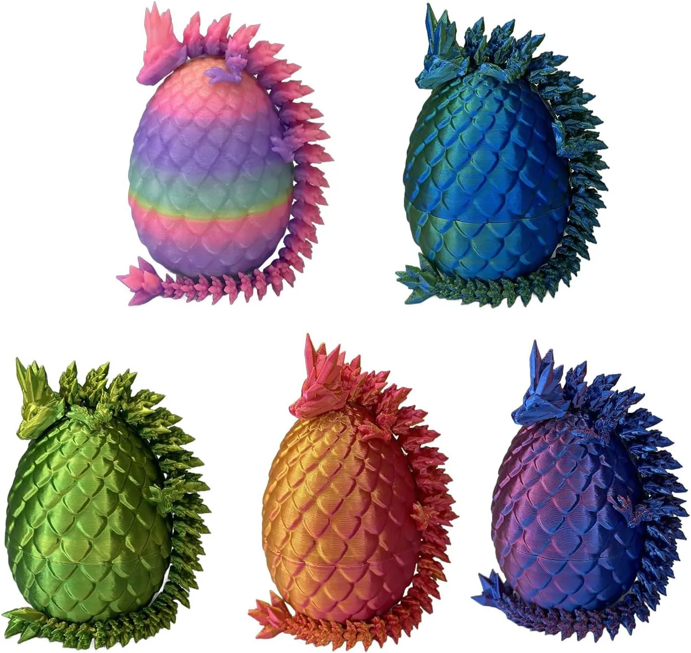 5PCS 3D Printed Mini Dragon Egg with Dragon Inside Fidget Toy,Mythical Prefilled Easter Eggs with Glow in The Dark