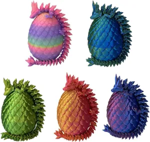 5PCS 3D Printed Mini Dragon Egg with Dragon Inside Fidget Toy,Mythical Prefilled Easter Eggs with Glow in The Dark
