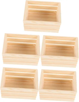 5Pcs Miniature Dollhouse Wooden Storage Baskets for Dollhouse Accessories Natural Pine Crate for DIY Craft Projects Realistic Design for Food Display and Home Decor