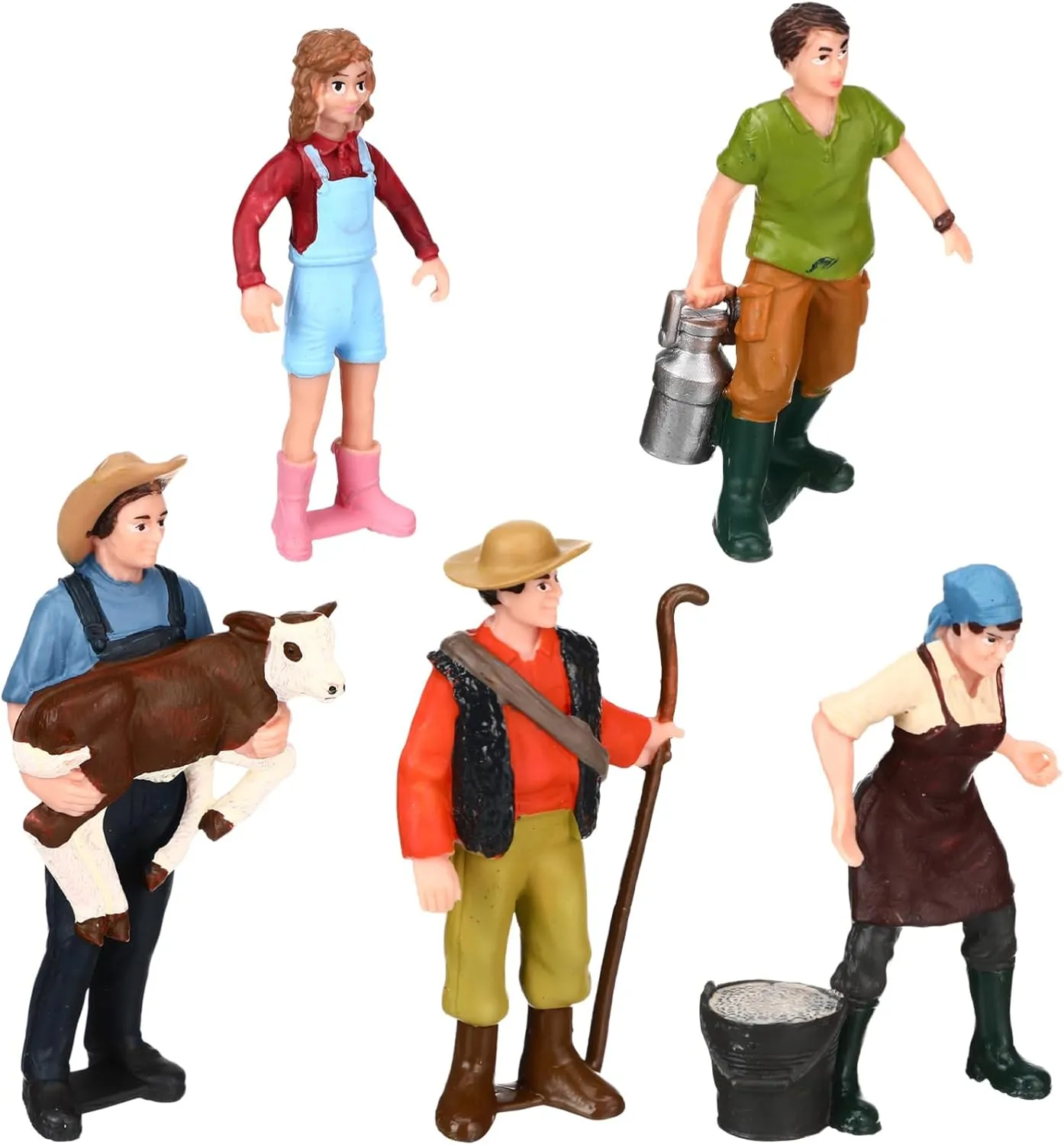5Pcs Painted Miniature Scale Figures Realistic Farm People Models for Layout Display for Dollhouse and Scene Decoration Durable and Lifelike Design
