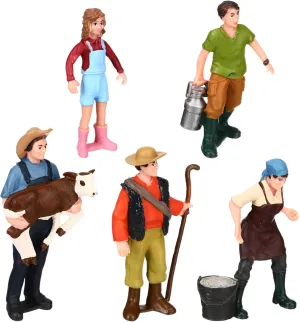 5Pcs Painted Miniature Scale Figures Realistic Farm People Models for Layout Display for Dollhouse and Scene Decoration Durable and Lifelike Design