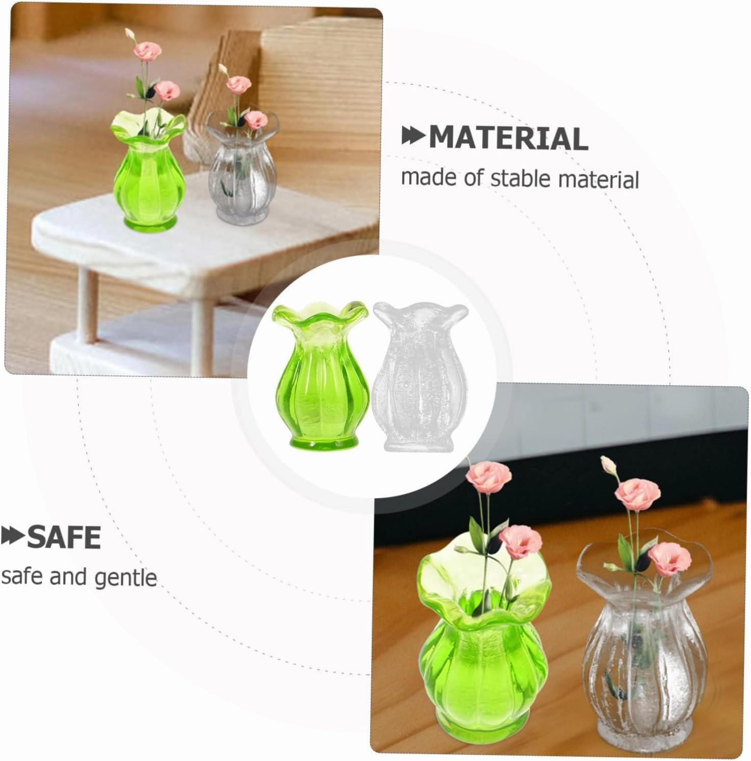 5sets Miniature Vase Elegant Decor for Dollhouse Home for Desks Windowsills Bookshelves Cabinets Fine Craftsmanship Stable Material 4pcs*5