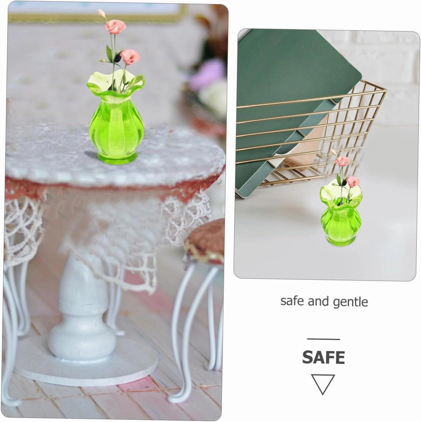 5sets Miniature Vase Elegant Decor for Dollhouse Home for Desks Windowsills Bookshelves Cabinets Fine Craftsmanship Stable Material 4pcs*5