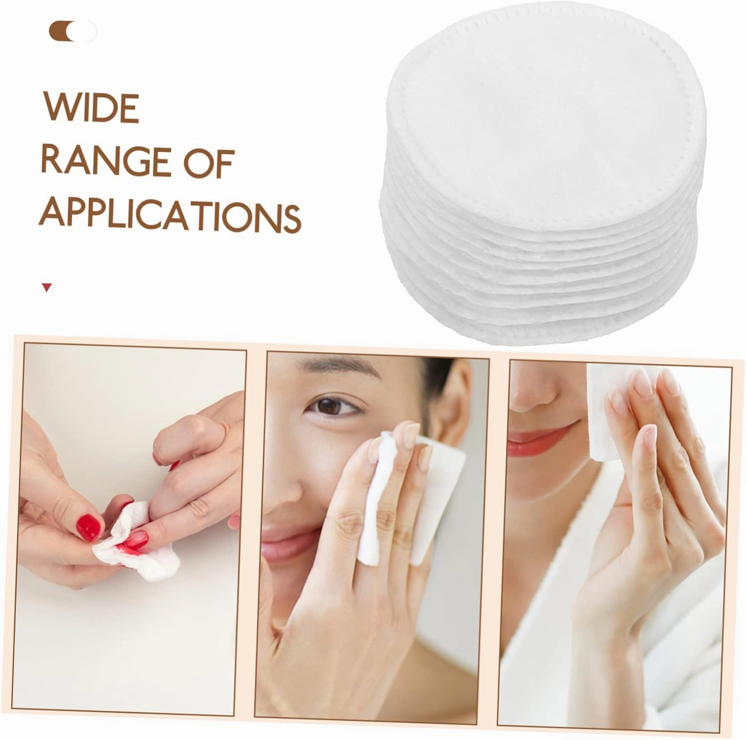 600 Pcs Facial Cotton Pads Makeup Cotton, 200Pcsx3pcs, Whitex3pcs