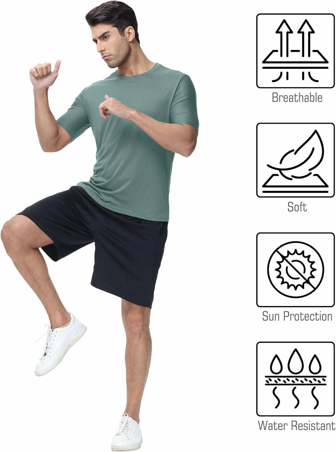 6 Pack Workout Gym Shirts for Men, UPF 50  Short Sleeve UV Sun Shirt Outdoor Gym Hiking Tops Quick Dry Shirts