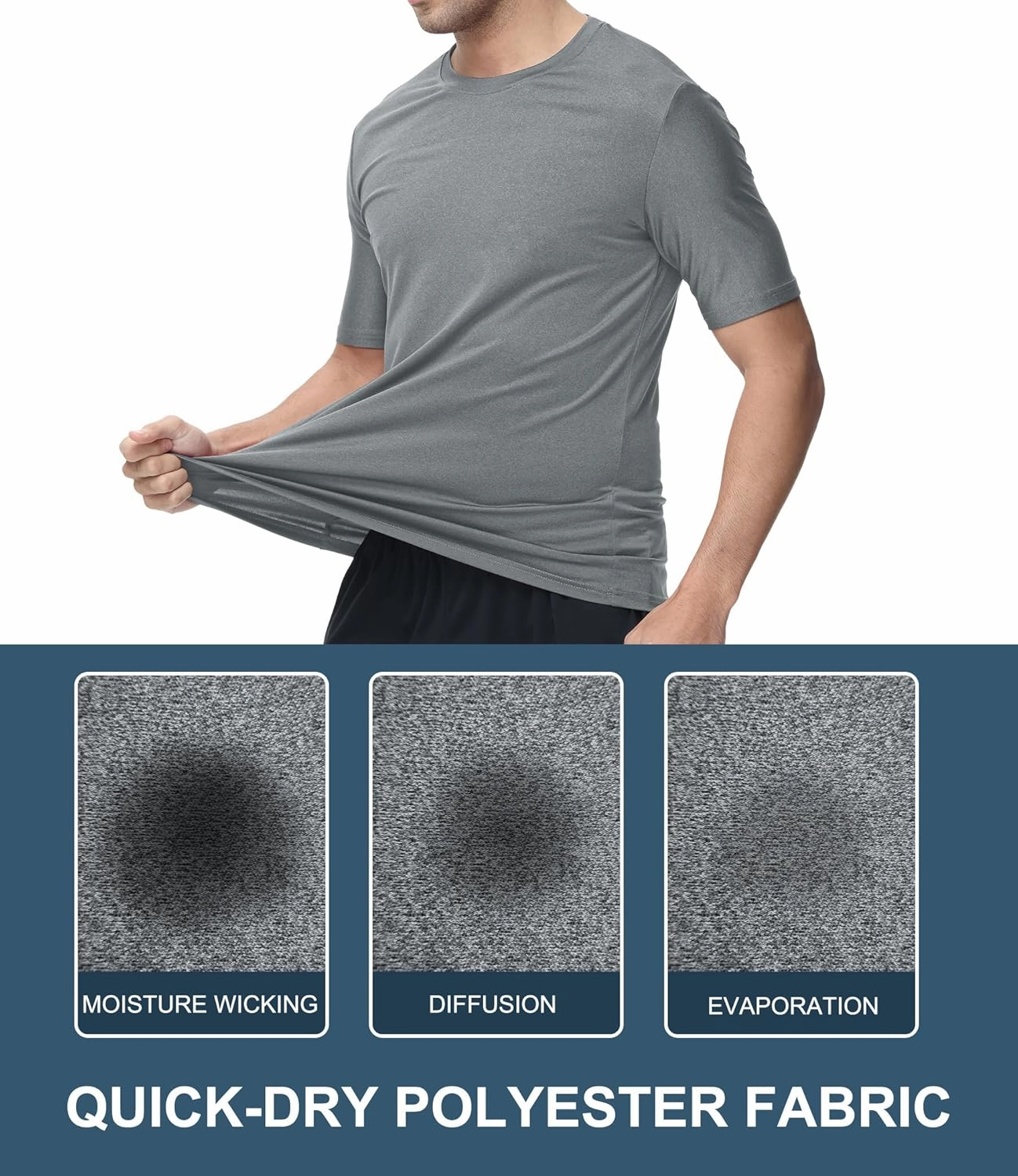 6 Pack Workout Gym Shirts for Men, UPF 50  Short Sleeve UV Sun Shirt Outdoor Gym Hiking Tops Quick Dry Shirts