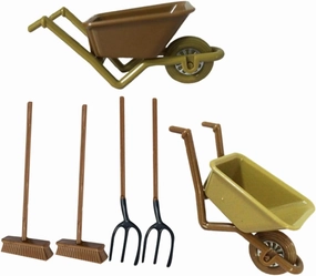 6sets Miniature Farm Tools Realistic Garden Decor for Dollhouse Including Wheelbarrow Rake and More Mini House Decoration for Boys and Girls and Craft
