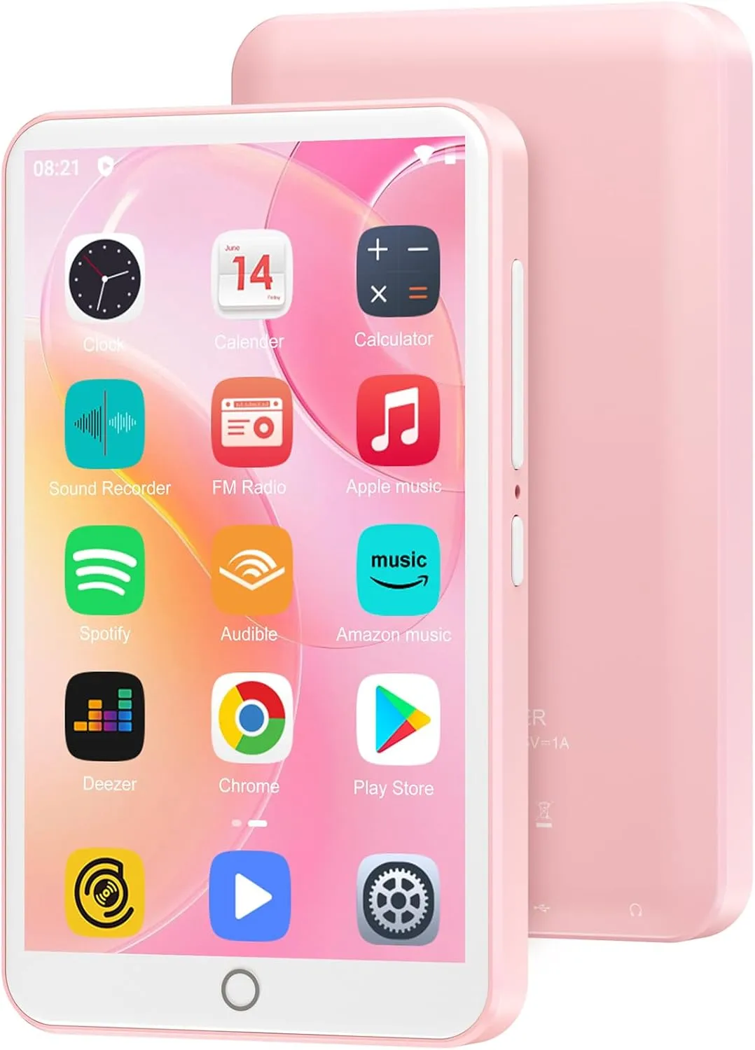 80GB MP3 Player with Bluetooth and WiFi, Android Player with Speaker Mp3 & Mp4 Music Player with Spotify, Amazon Music, Browser, Deezer, 4.0" Touch Screen, Download Music,Up to 512GB (Pink)