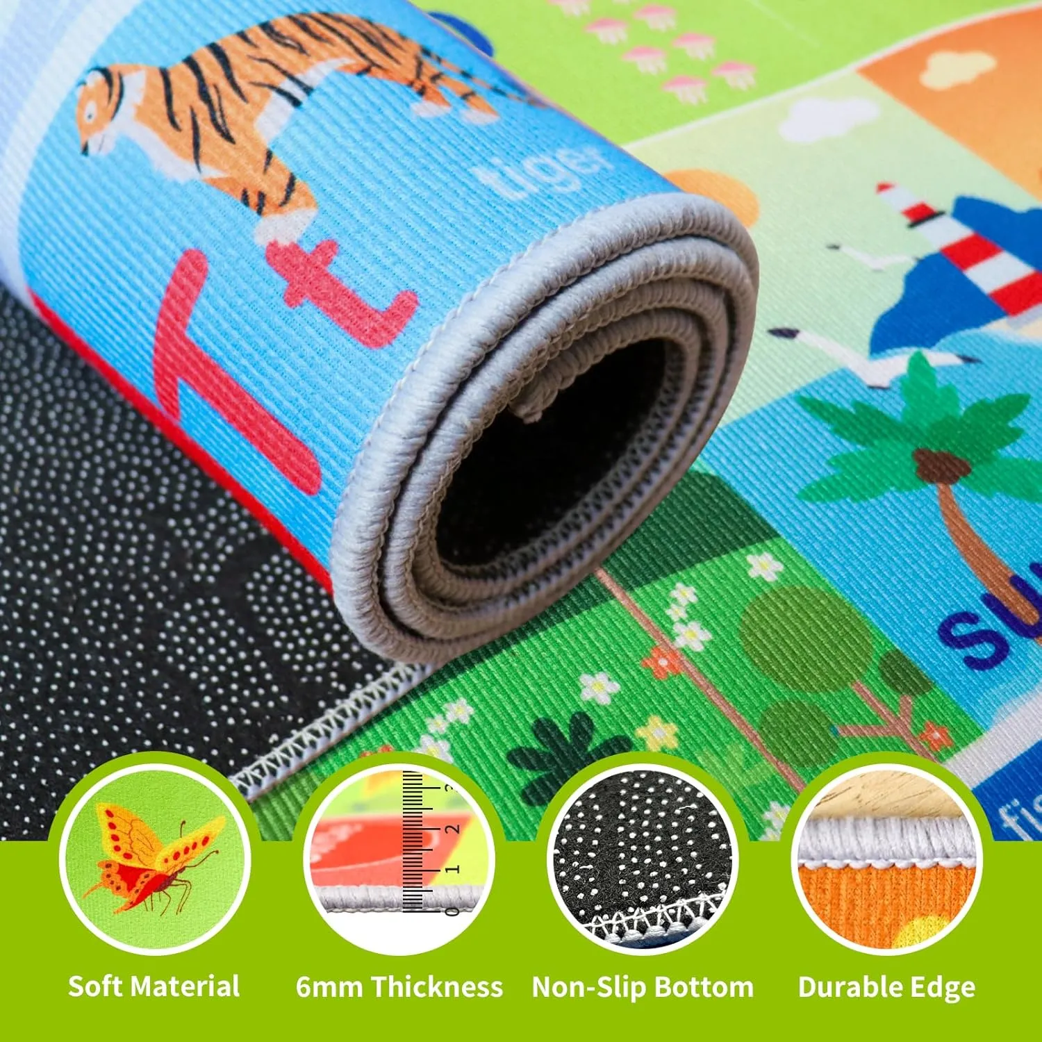 ABC Rug for Kids Playroom,Toddler Alphabet Mats Washable for Baby Area,Classroom,Play Room,Floor,Nursery (2.6×4ft /31×48in)