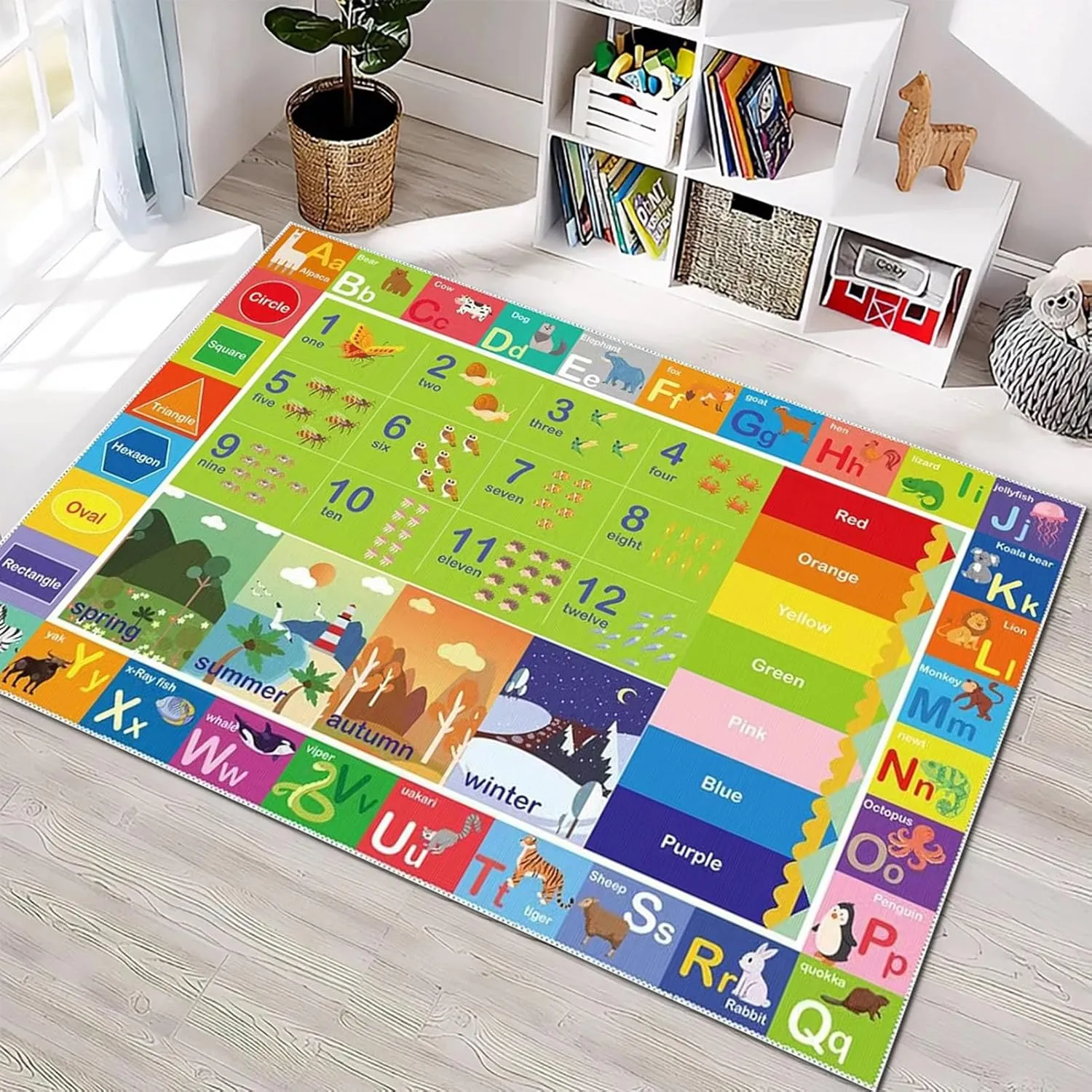 ABC Rug for Kids Playroom,Toddler Alphabet Mats Washable for Baby Area,Classroom,Play Room,Floor,Nursery (2.6×4ft /31×48in)