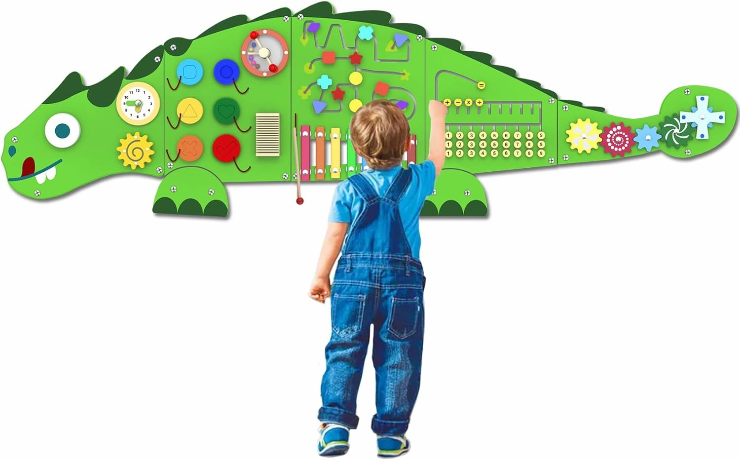 Activity Wall Panels Toys for Toddlers: Sensory Wall Toys Dinosaur Busy Board - Montessori Learning Activity Center Children's Daycare Nursery Playroom Essentials