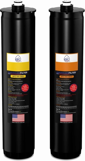AFC™ Brankd # AFC-KN-YO-2PK Water Filters, Compatible with Kinetico® K2 Or K5 Water Systems Filter Cartridge Set (Part # 9309A & 9306B) Yellow/Orange -Made in U.S.A. - 6 Month Pack