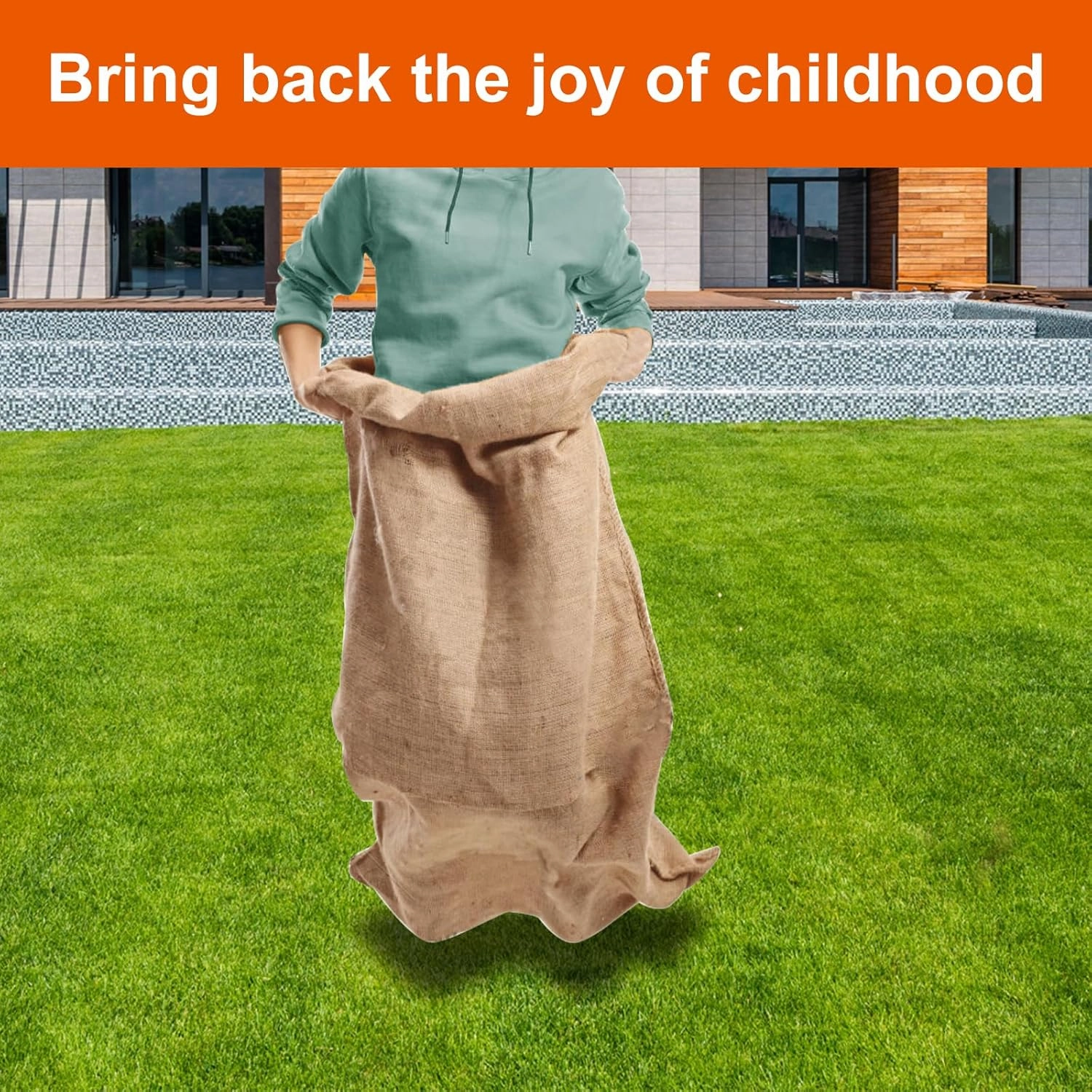 Agfabric 12pack 24"x40" Burlap Potato Sack Race Bags for Kids & Adults, Durable Sack Race Bags Outdoor Lawn Games, Easter, BBQ, Picnic, Block Party, Family Reunion, Birthday, Halloween - Set of 12