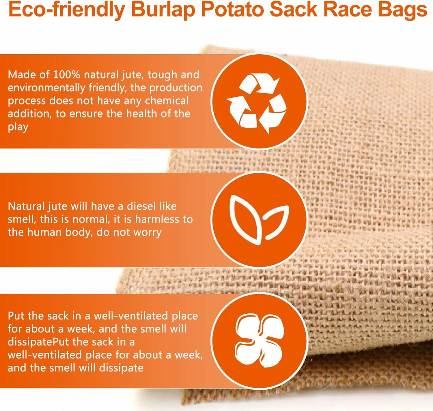 Agfabric 12pack 24"x40" Burlap Potato Sack Race Bags for Kids & Adults, Durable Sack Race Bags Outdoor Lawn Games, Easter, BBQ, Picnic, Block Party, Family Reunion, Birthday, Halloween - Set of 12