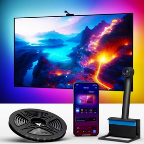 Ailofy Smart TV LED Backlight with Camera for 55-65 inch Screens, 12.5ft LED Strip Lights Sync to Screen& Music, Color Changing Lights for TV Work with Alexa & Google Assistant, App Control