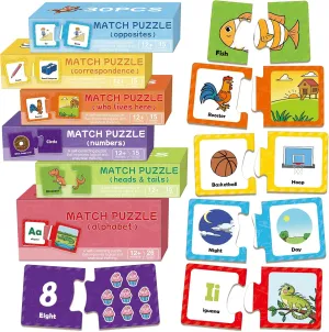 Aizweb 202PCS Puzzles for Toddlers 2-4,Match Games for Toddlers 3-5,Alphabet,Numbers, Animals,Preschool Toddler Learning Activities Educational ABC Learning Toys Game for Boy Girl Classroom Must Haves
