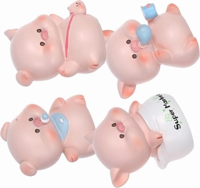 Alipis 4pcs Pig Ornament Resin Miniature Pig Figurines for Car Garden and Home Decor for Boys and Girls Dollhouse and Party Decorations
