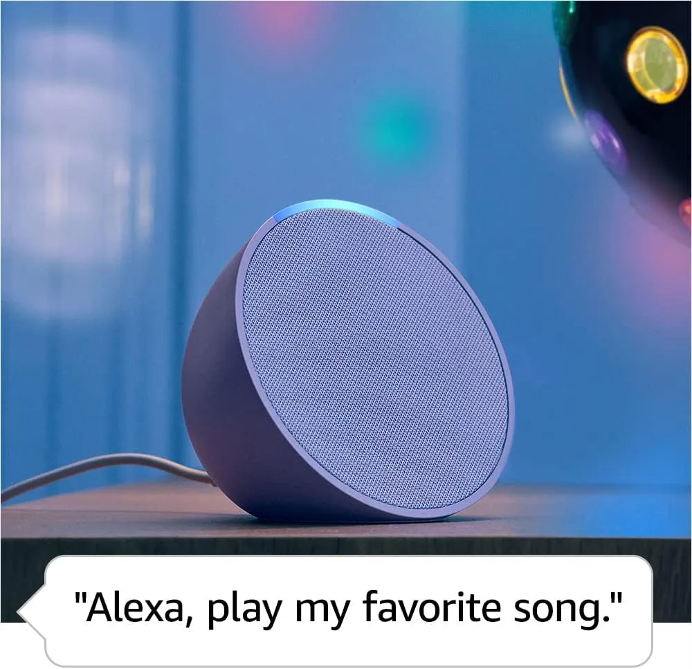 Amazon Echo Pop (newest model), Our smallest Alexa speaker, Fits in any room, Lavender Bloom