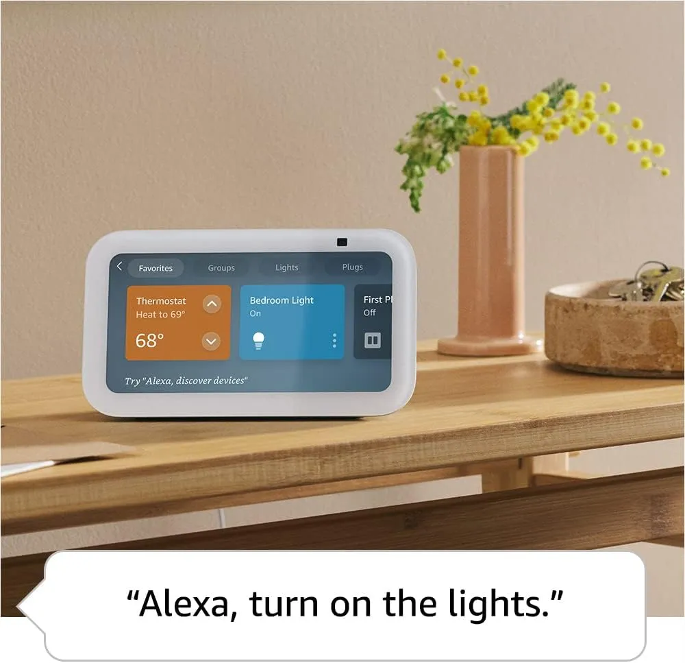 Amazon Echo Show 5 (newest model), Smart display with 2x the bass and clearer sound, Glacier White