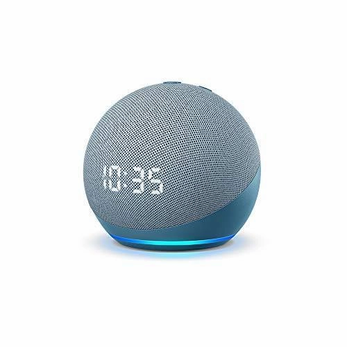Amazon Echo Dot (4th Gen, Blue) with clock gift twin pack with Wipro 9W smart color bulb Refurbished