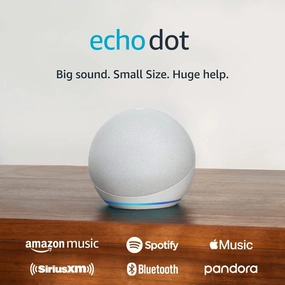 Amazon Echo Dot (newest model), Vibrant sounding Alexa speaker, Great for bedrooms, dining rooms and offices, Glacier White