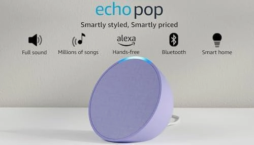 Amazon Echo Pop| Smart speaker with Alexa and Bluetooth| Loud sound, balanced bass, crisp vocals| Purple