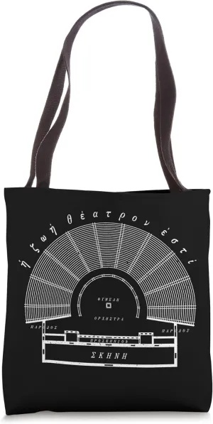 Ancient Greek Theater Architectural Drawing - Distressed Tote Bag