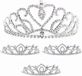 Anderson's Ruth/Kiley 4-piece Crystal Tiara Set, Pageant Crowns, Wedding Tiaras, Queen And Princess Prom Tiaras Set Homecoming, Pageant, Wedding, School Dance, Award, Costume, Party, Event