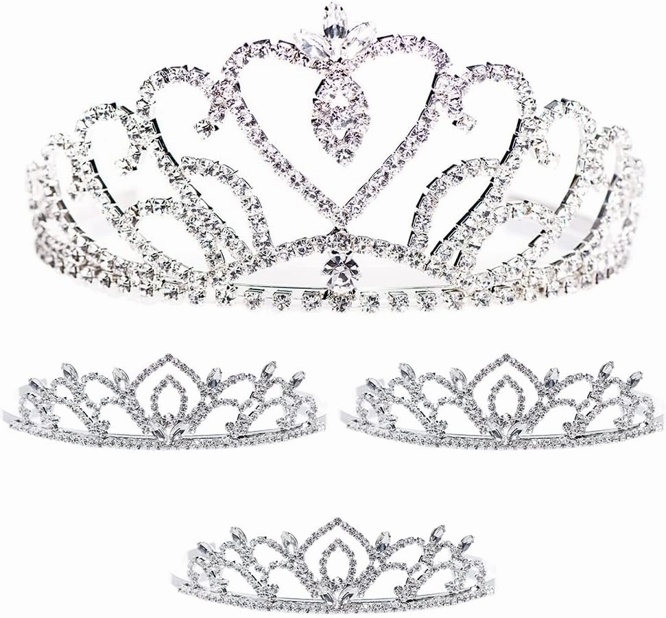 Anderson's Ruth/Kiley 4-piece Crystal Tiara Set, Pageant Crowns, Wedding Tiaras, Queen And Princess Prom Tiaras Set Homecoming, Pageant, Wedding, School Dance, Award, Costume, Party, Event