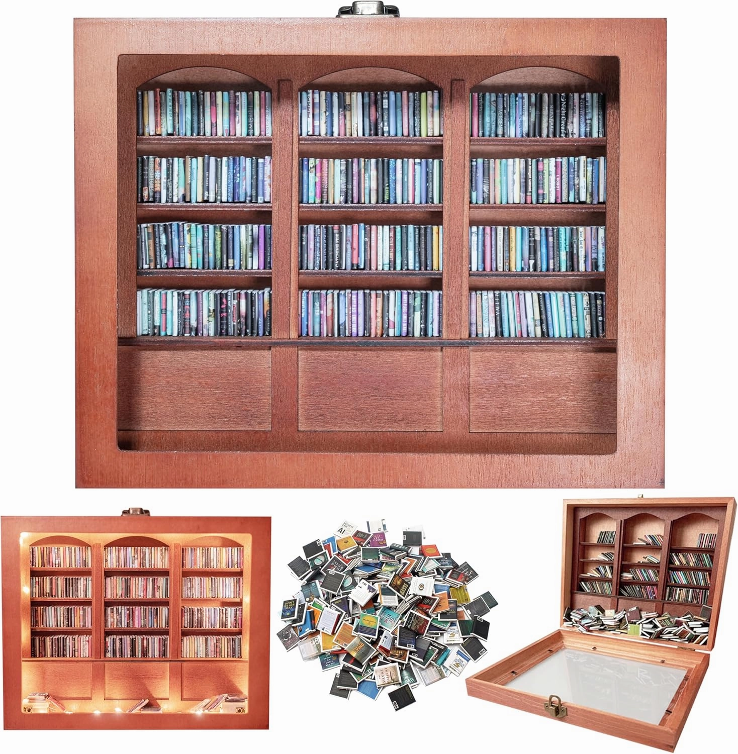 Anxiety bookshelf with mini books for book lover,Shake away your anxiety,Tiny bookshelf,Mini library or coffee table books decor,Aesthetic bookshelf,Mini dollhouse accessories,Bookshelf diorama