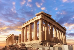 AOFOTO 8x6ft Acropolis of Athens Backdrop Parthenon Temple Photography Background Ancient Column Stone Pillar Greek Trip Photo Studio Props Artistic Portrait Greece History Building Culture Wallpaper